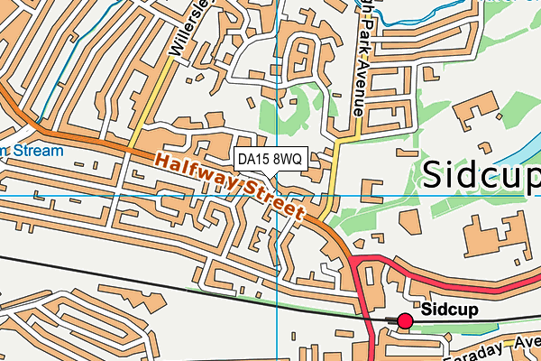 DA15 8WQ map - OS VectorMap District (Ordnance Survey)