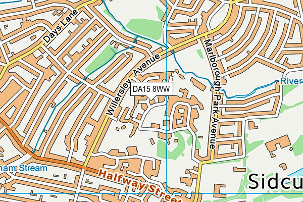 DA15 8WW map - OS VectorMap District (Ordnance Survey)