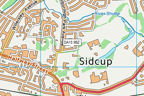 Sidcup Youth Centre map (DA15 9BZ) - OS VectorMap District (Ordnance Survey)