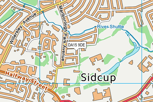 DA15 9DE map - OS VectorMap District (Ordnance Survey)