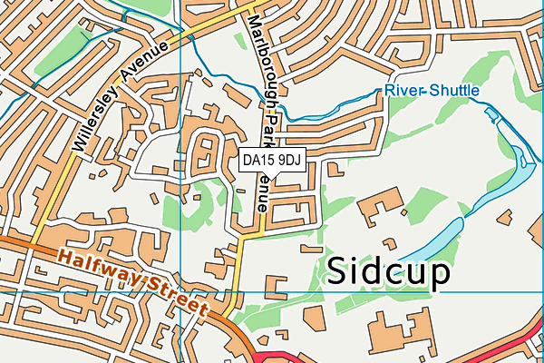 DA15 9DJ map - OS VectorMap District (Ordnance Survey)