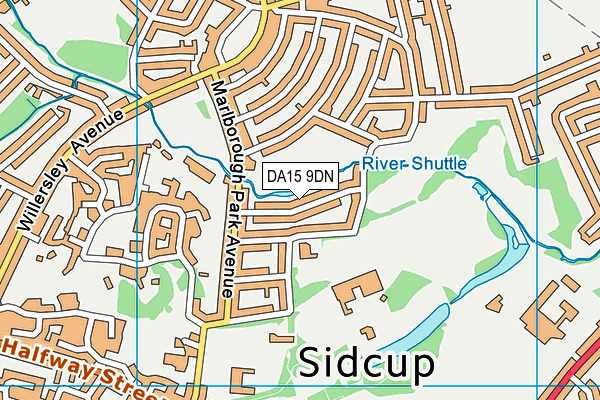 DA15 9DN map - OS VectorMap District (Ordnance Survey)