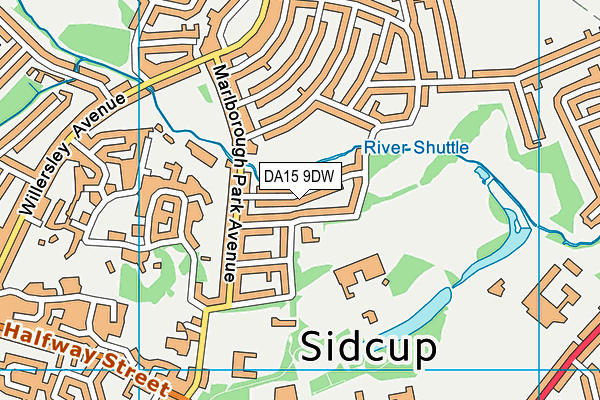 DA15 9DW map - OS VectorMap District (Ordnance Survey)