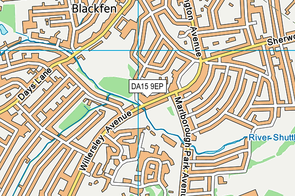 DA15 9EP map - OS VectorMap District (Ordnance Survey)