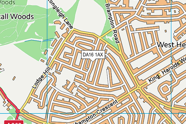 DA16 1AX map - OS VectorMap District (Ordnance Survey)