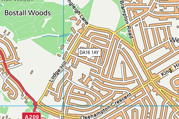 DA16 1AY map - OS VectorMap District (Ordnance Survey)