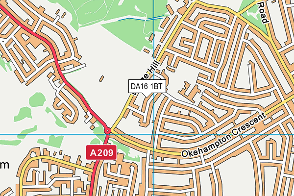 DA16 1BT map - OS VectorMap District (Ordnance Survey)