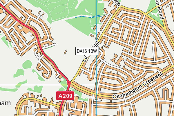 DA16 1BW map - OS VectorMap District (Ordnance Survey)