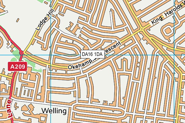 DA16 1DA map - OS VectorMap District (Ordnance Survey)