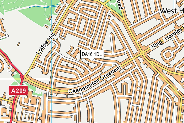 DA16 1DL map - OS VectorMap District (Ordnance Survey)