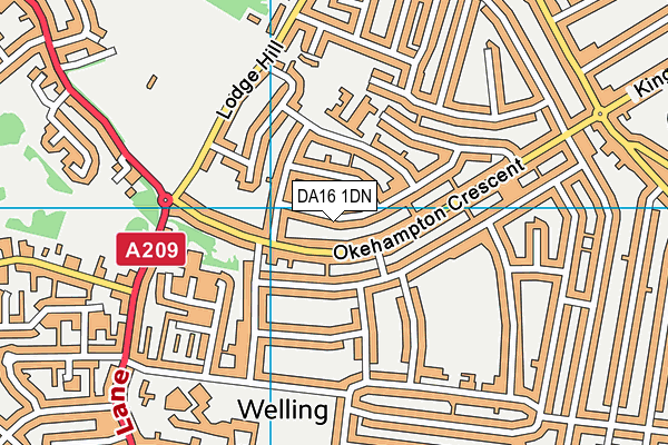 DA16 1DN map - OS VectorMap District (Ordnance Survey)