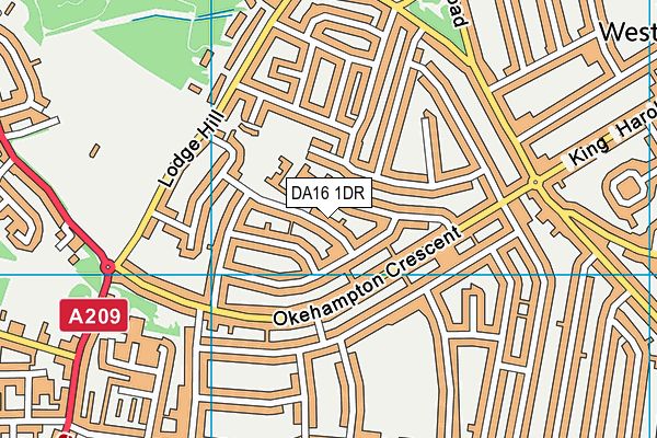 DA16 1DR map - OS VectorMap District (Ordnance Survey)