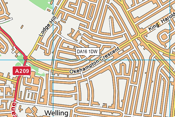 DA16 1DW map - OS VectorMap District (Ordnance Survey)