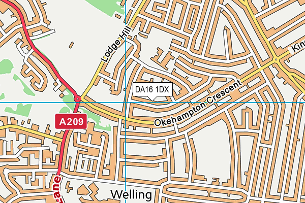 DA16 1DX map - OS VectorMap District (Ordnance Survey)