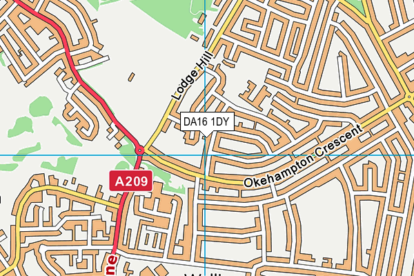 DA16 1DY map - OS VectorMap District (Ordnance Survey)