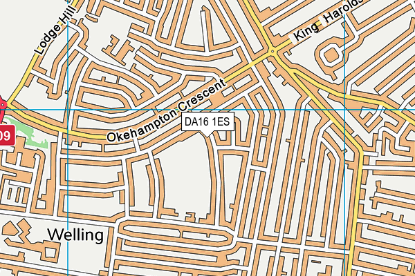 DA16 1ES map - OS VectorMap District (Ordnance Survey)