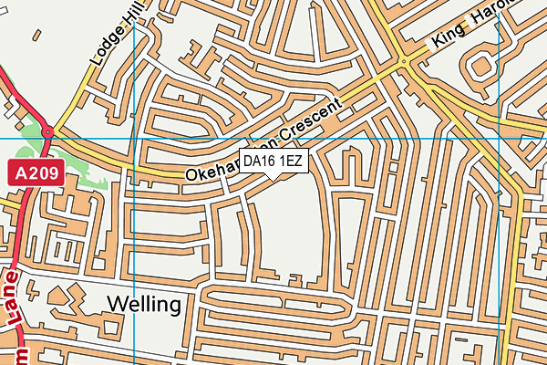 DA16 1EZ map - OS VectorMap District (Ordnance Survey)