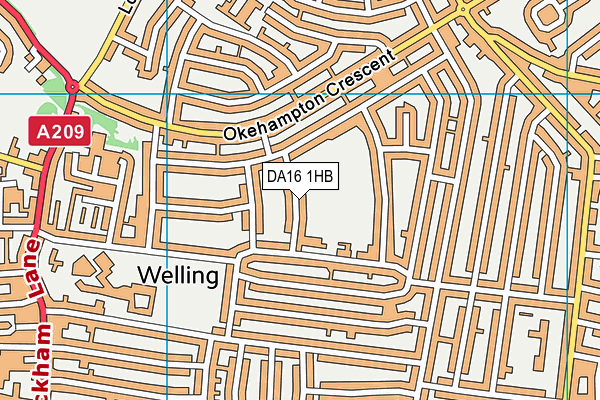 DA16 1HB map - OS VectorMap District (Ordnance Survey)