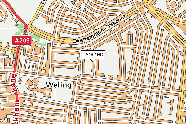 DA16 1HD map - OS VectorMap District (Ordnance Survey)