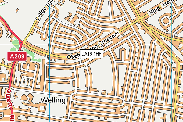 DA16 1HF map - OS VectorMap District (Ordnance Survey)