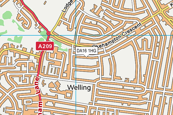 DA16 1HG map - OS VectorMap District (Ordnance Survey)