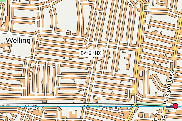DA16 1HX map - OS VectorMap District (Ordnance Survey)