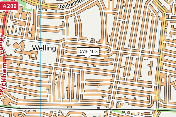 DA16 1LG map - OS VectorMap District (Ordnance Survey)