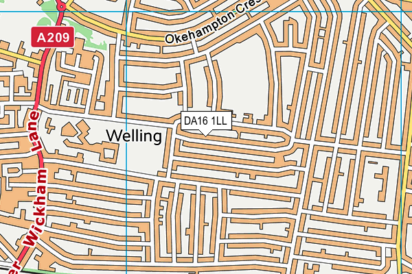 DA16 1LL map - OS VectorMap District (Ordnance Survey)