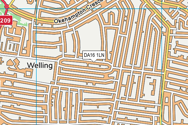 DA16 1LN map - OS VectorMap District (Ordnance Survey)