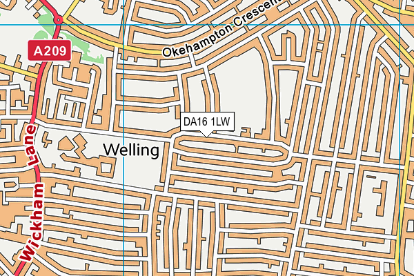 DA16 1LW map - OS VectorMap District (Ordnance Survey)