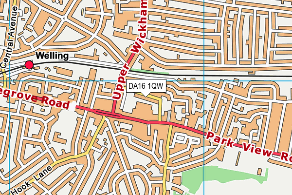 DA16 1QW map - OS VectorMap District (Ordnance Survey)