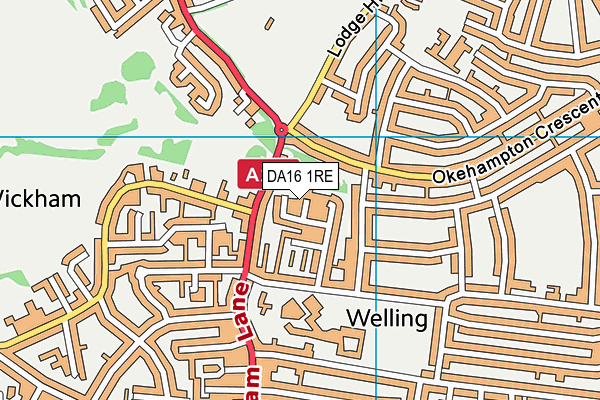 DA16 1RE map - OS VectorMap District (Ordnance Survey)