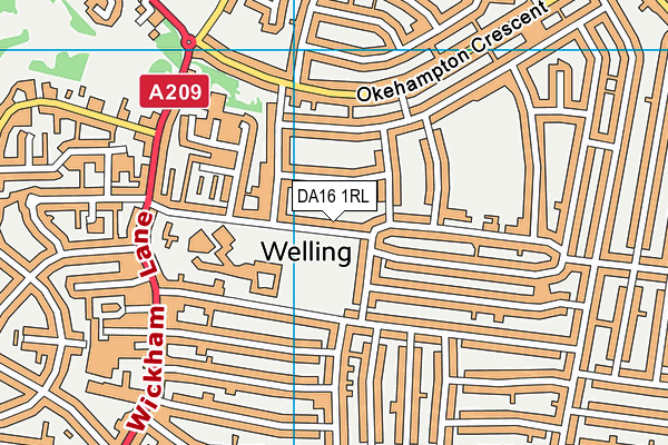 DA16 1RL map - OS VectorMap District (Ordnance Survey)