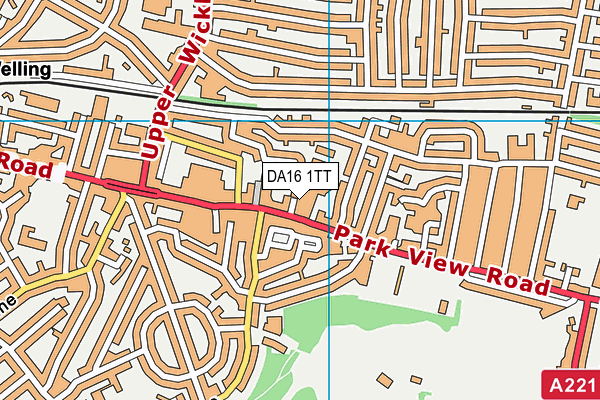 DA16 1TT map - OS VectorMap District (Ordnance Survey)