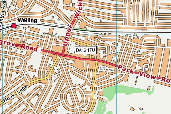DA16 1TU map - OS VectorMap District (Ordnance Survey)