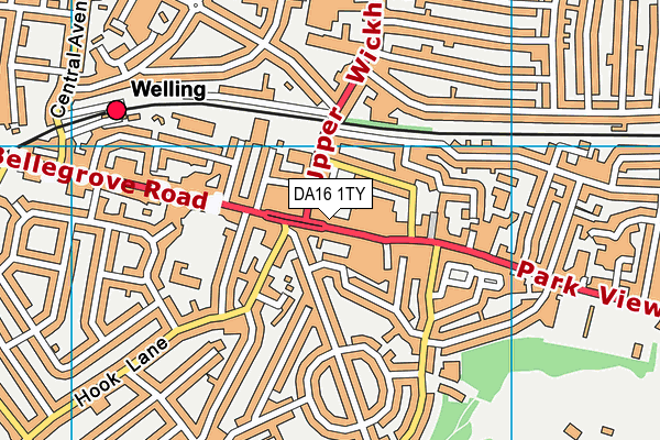 DA16 1TY map - OS VectorMap District (Ordnance Survey)