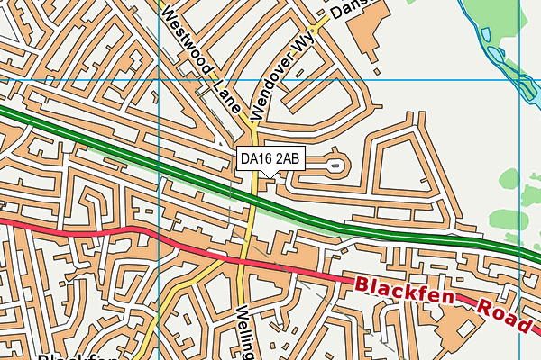 DA16 2AB map - OS VectorMap District (Ordnance Survey)