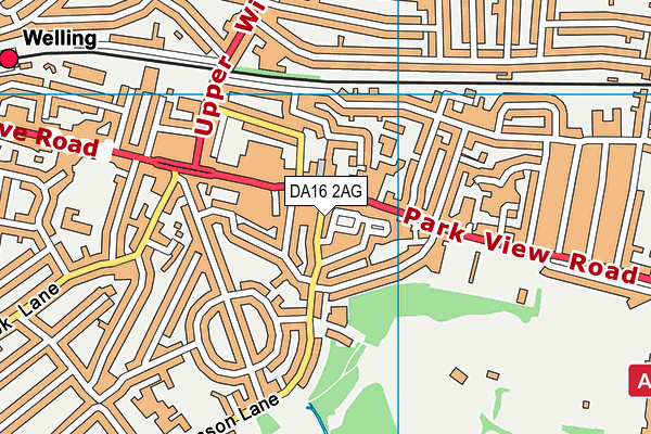DA16 2AG map - OS VectorMap District (Ordnance Survey)