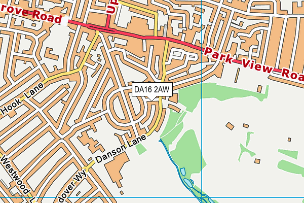 DA16 2AW map - OS VectorMap District (Ordnance Survey)