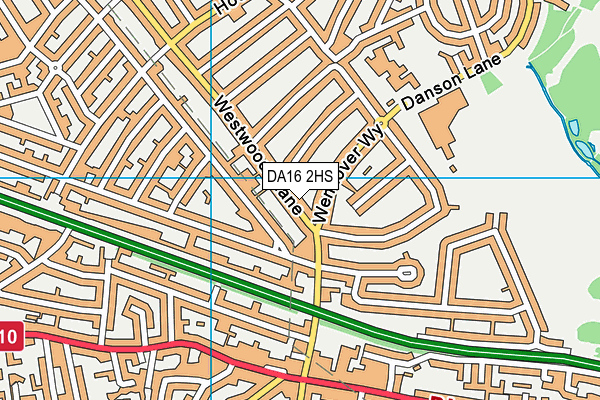 DA16 2HS map - OS VectorMap District (Ordnance Survey)