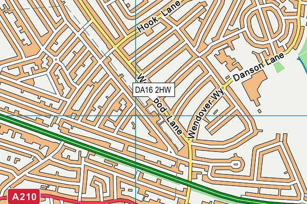 DA16 2HW map - OS VectorMap District (Ordnance Survey)