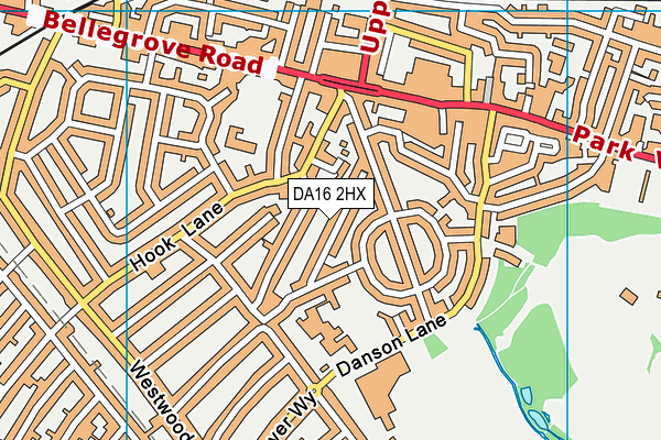 DA16 2HX map - OS VectorMap District (Ordnance Survey)