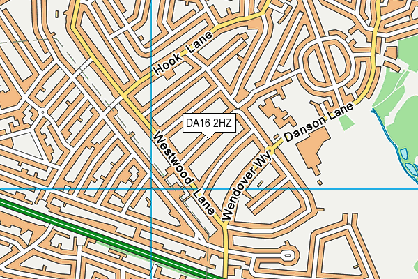 DA16 2HZ map - OS VectorMap District (Ordnance Survey)