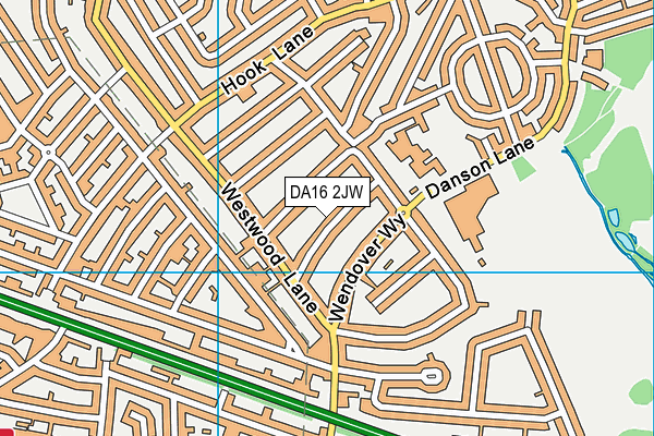 DA16 2JW map - OS VectorMap District (Ordnance Survey)