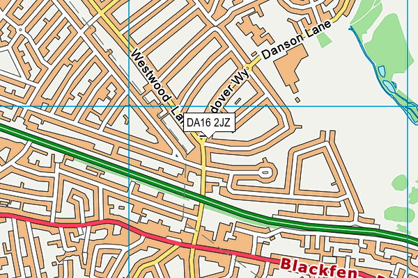 DA16 2JZ map - OS VectorMap District (Ordnance Survey)