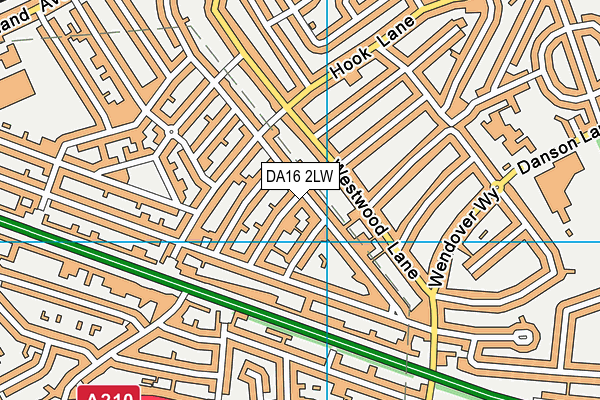 DA16 2LW map - OS VectorMap District (Ordnance Survey)