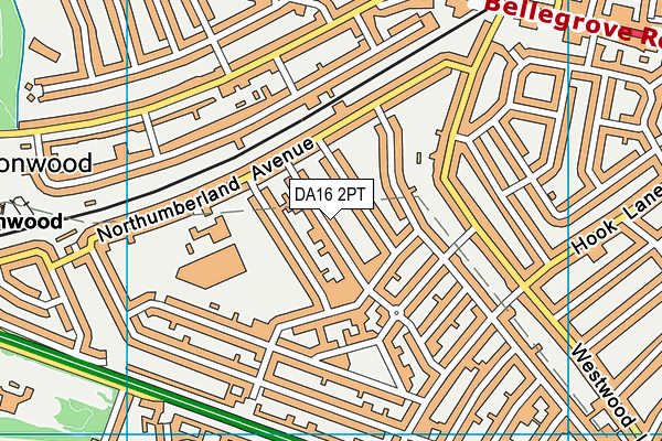 DA16 2PT map - OS VectorMap District (Ordnance Survey)