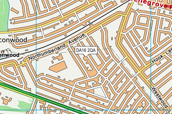 DA16 2QA map - OS VectorMap District (Ordnance Survey)