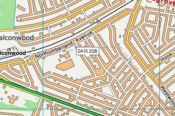 DA16 2QB map - OS VectorMap District (Ordnance Survey)