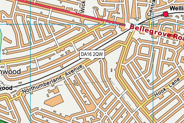 DA16 2QW map - OS VectorMap District (Ordnance Survey)